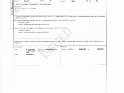 ORGANIC CERTIFICATE 